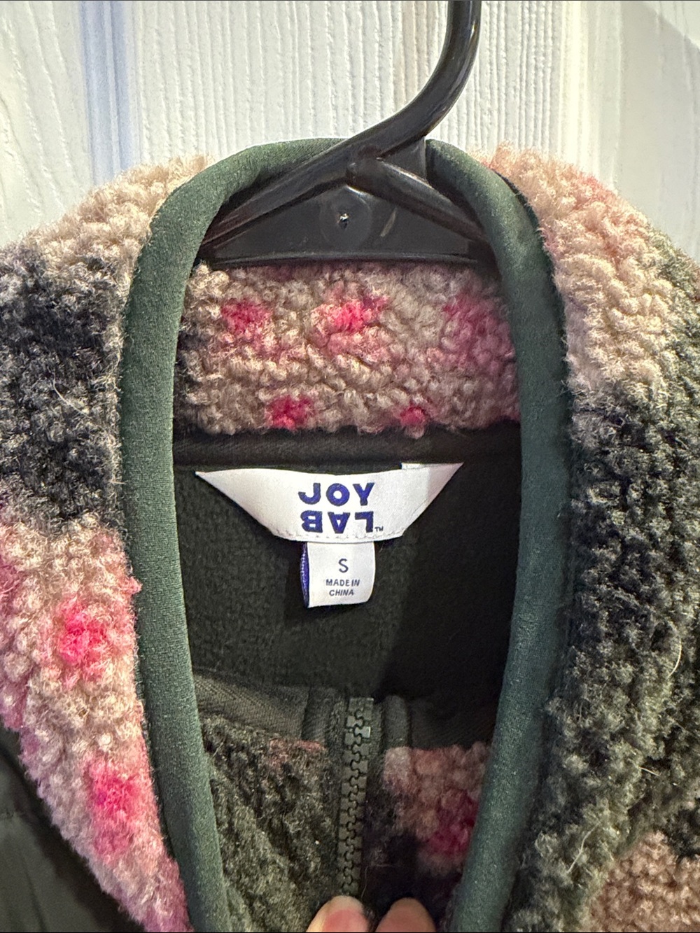 JoyLab Olive, Pink & Cream Sherpa Pullover - Picture 2 of 9